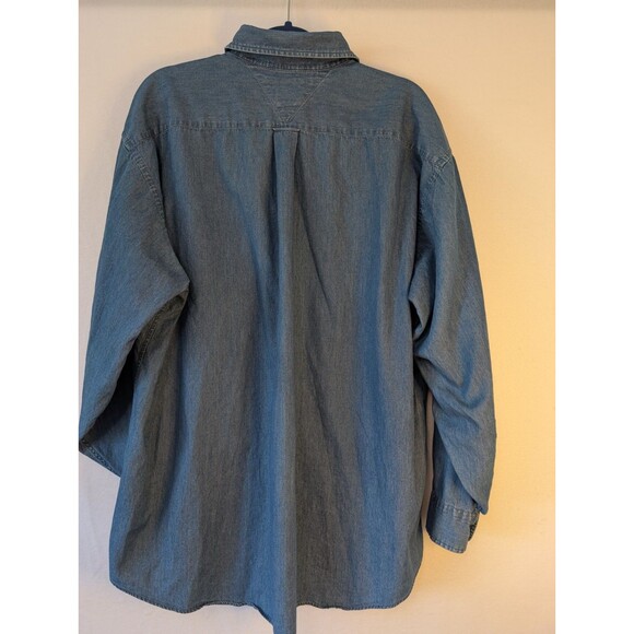 Tommy Hilfiger Golf  Blue Long Sleeve Denim Button Shirt Size Large - Picture 5 of 6